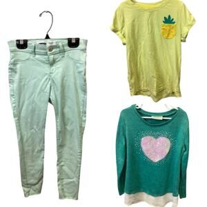 3 Girls Size 12 Old Navy Cat & Jack Sequin Heart Sweater Tee Ballerina Jeggings